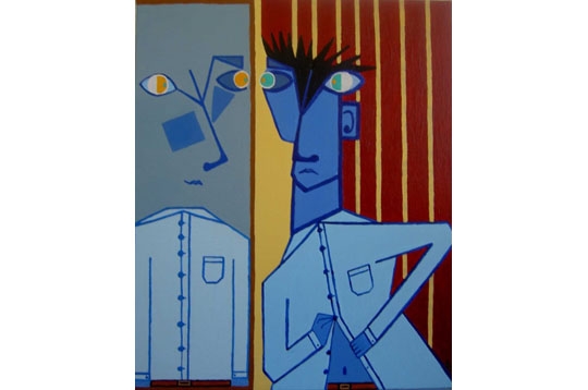 Homme bleu au miroir